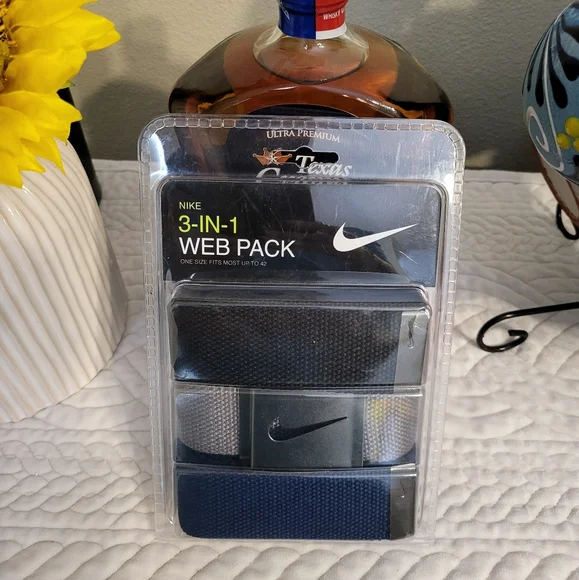 Nike 3-in-1 Web Pack Belts - Black, Gray, Blue NWT - Picture 1 of 6